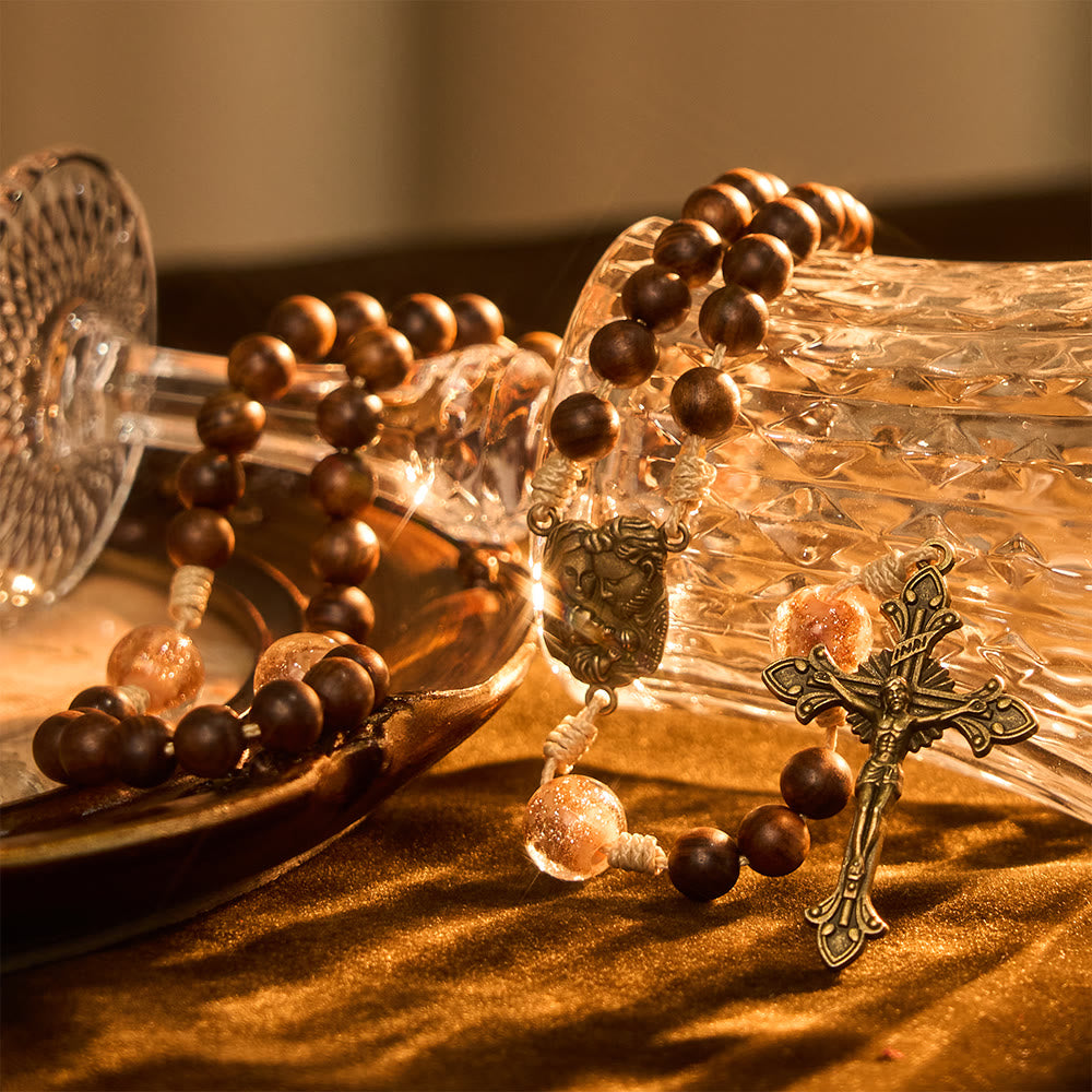 FREE Today: Rosewood & Glass Faith Rosary with Holy Family Accent: Serene Companion of Quiet Grace - image 4