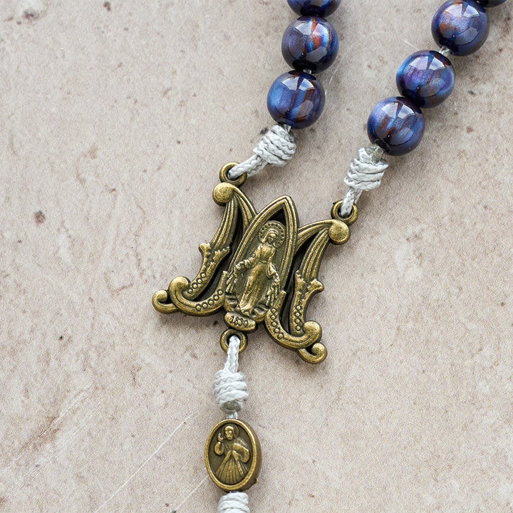 Christianartworkshop Deep Blue Starlight Faith Rosary: Divine Mercy & Our Lady Sacred Medals - image 7