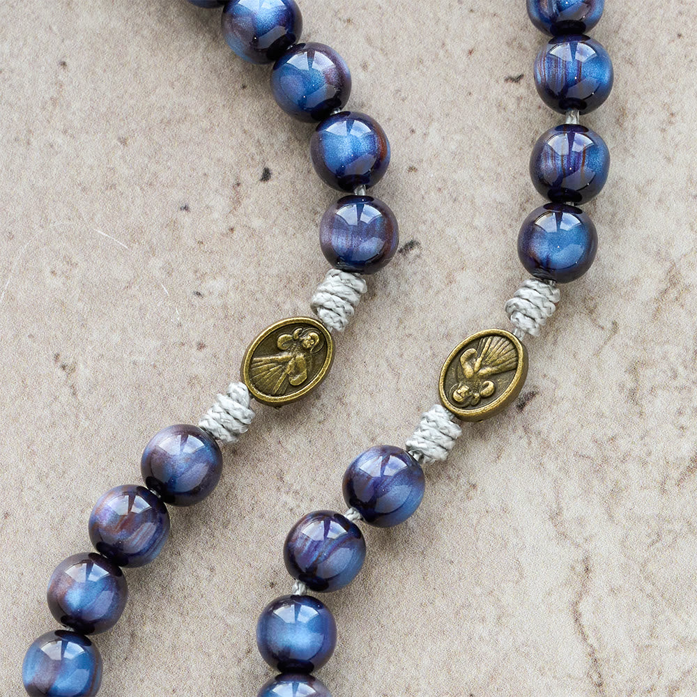 Christianartworkshop Deep Blue Starlight Faith Rosary: Divine Mercy & Our Lady Sacred Medals - image 8