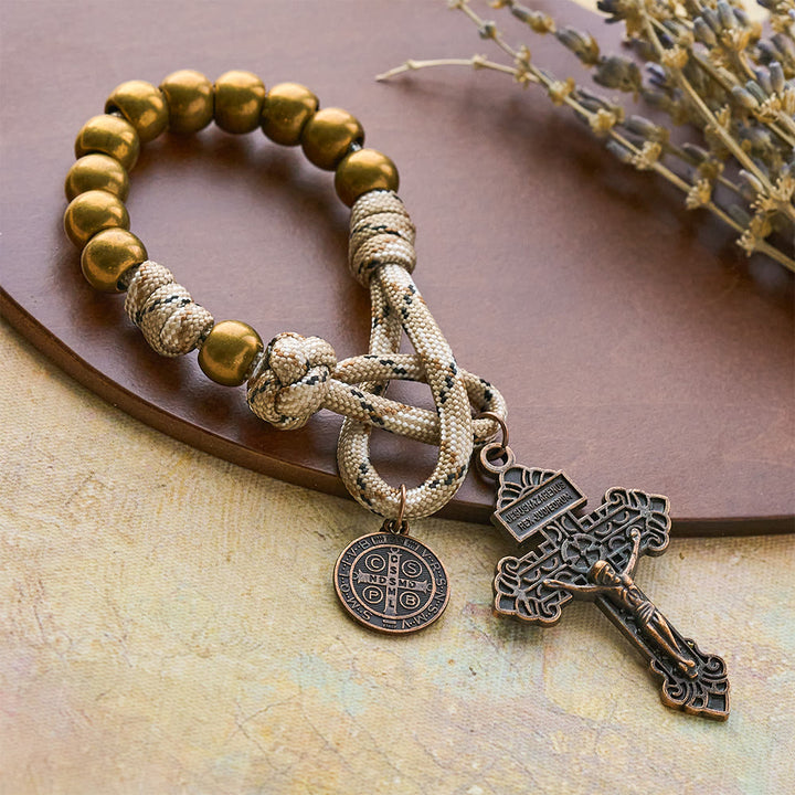 FREE Today: Rustic Faith Bronze Pocket Rosary with Copper St. Benedict & Crucifix  - Pocket Rosary - image 0