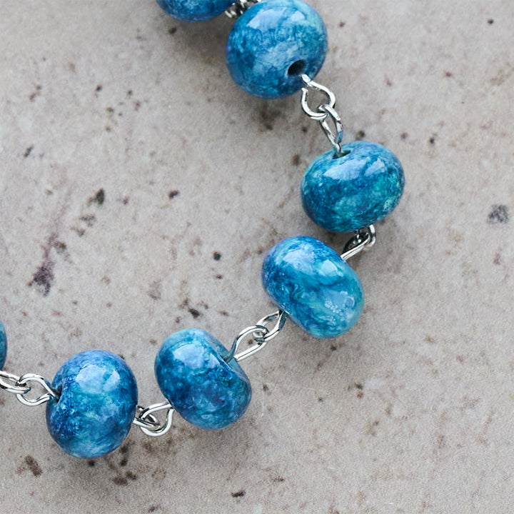 Christianartworkshop Blue Retro Flat-Bead Rosary with Our Lady Charm: Devotion in Uncommon Shape - image 9