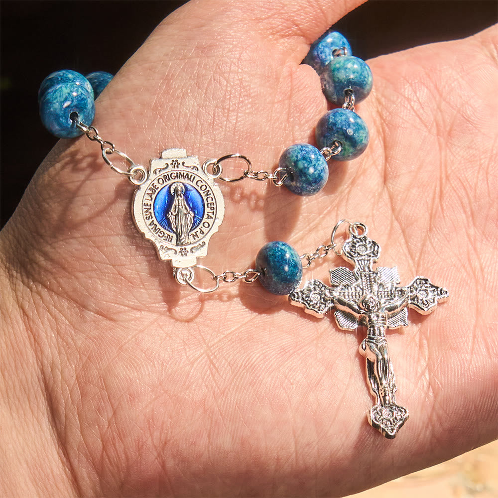 Christianartworkshop Compact Faith Pocket Rosary: Blue Tone & Our Lady Accent - image 1