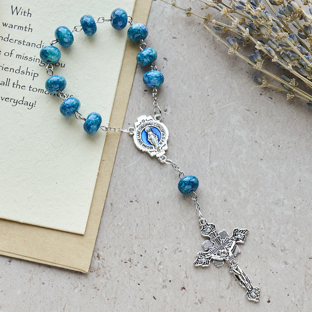 Christianartworkshop Compact Faith Pocket Rosary: Blue Tone & Our Lady Accent - image 3