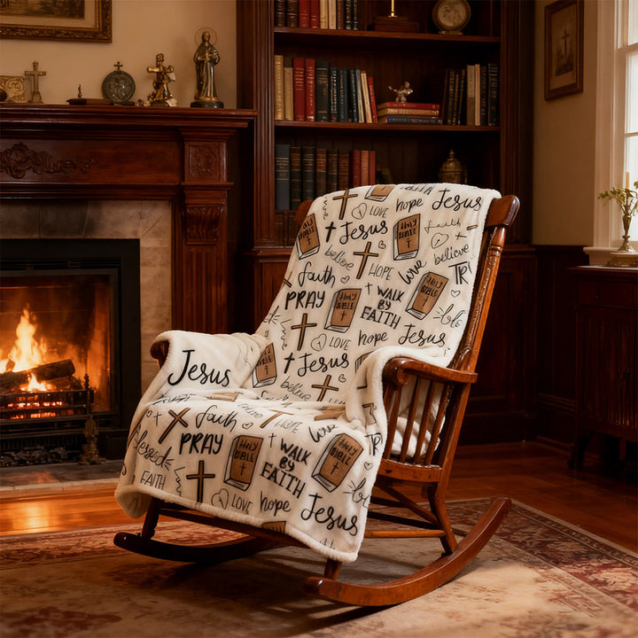 Christianartworkshop Cross & Bible Tapestry Blanket: Heartfelt Companion of Daily Grace - image 4