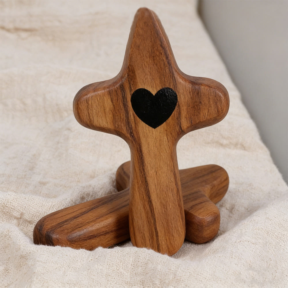 Christianartworkshop Walnut & Olive Wood Pocket Cross with Heart-Adorned: Natural Faith in Your Pocket - Olive Wood A - image 6
