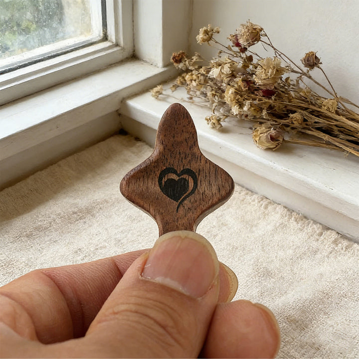 Christianartworkshop Walnut & Olive Wood Pocket Cross with Heart-Adorned: Natural Faith in Your Pocket - image 4