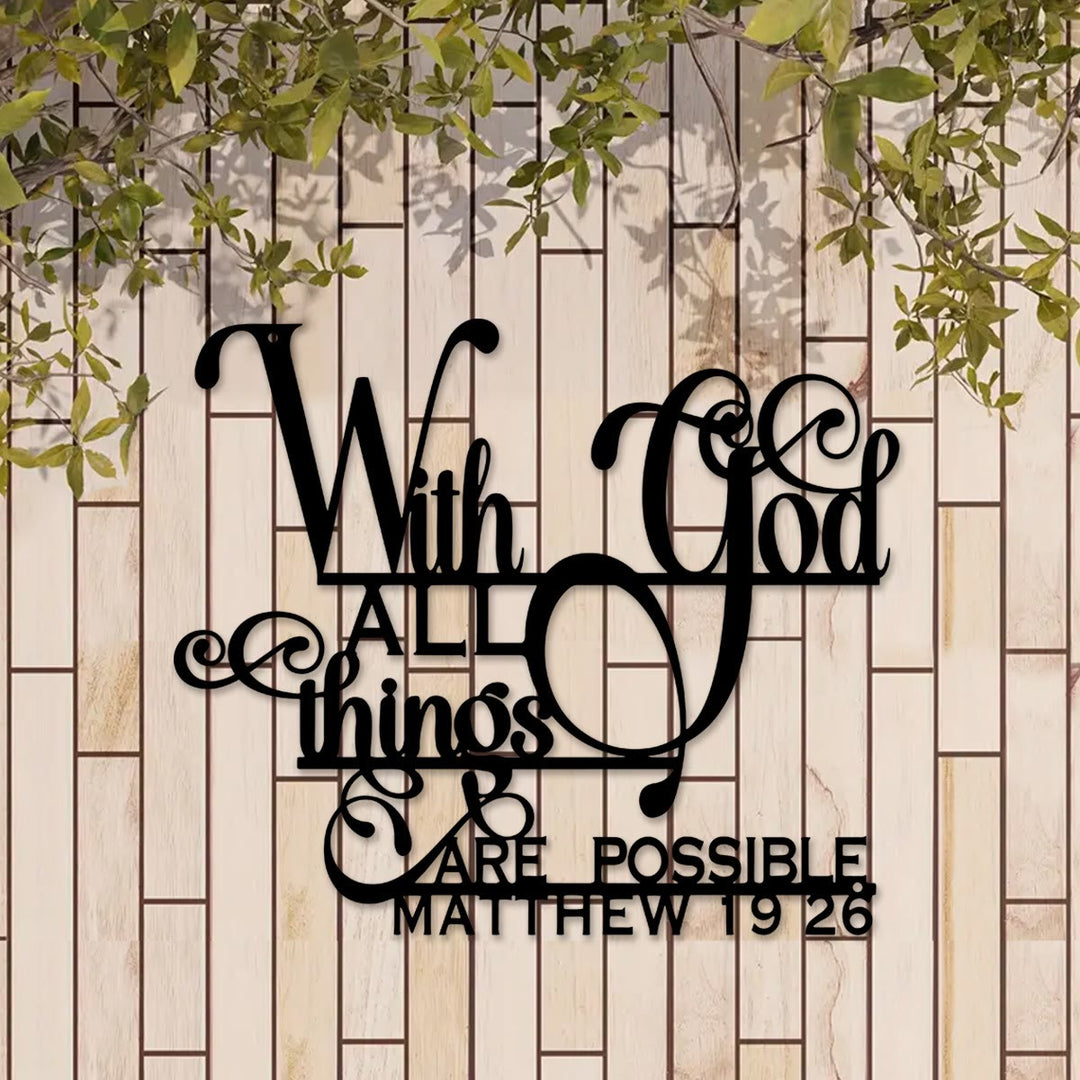 Christianartworkshop Matthew 19:26 With God Metal Wall Decor: Bold Faith for Your Walls - image 3