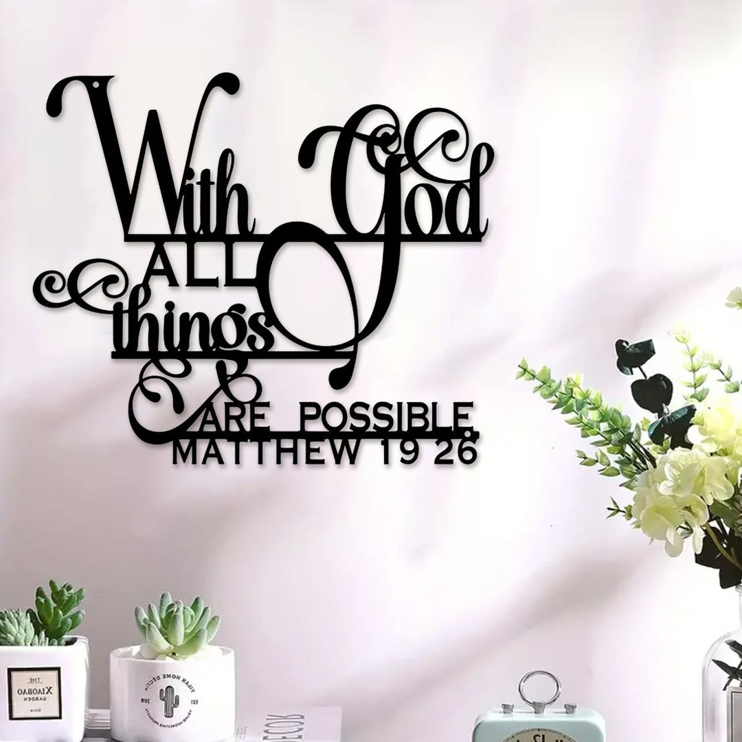 Christianartworkshop Matthew 19:26 With God Metal Wall Decor: Bold Faith for Your Walls - image 1