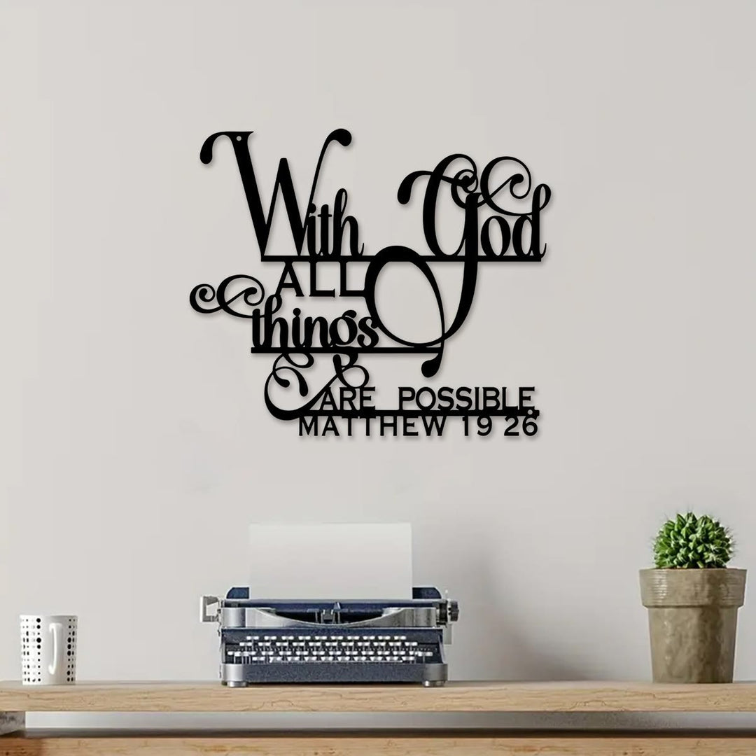 Christianartworkshop Matthew 19:26 With God Metal Wall Decor: Bold Faith for Your Walls - image 2