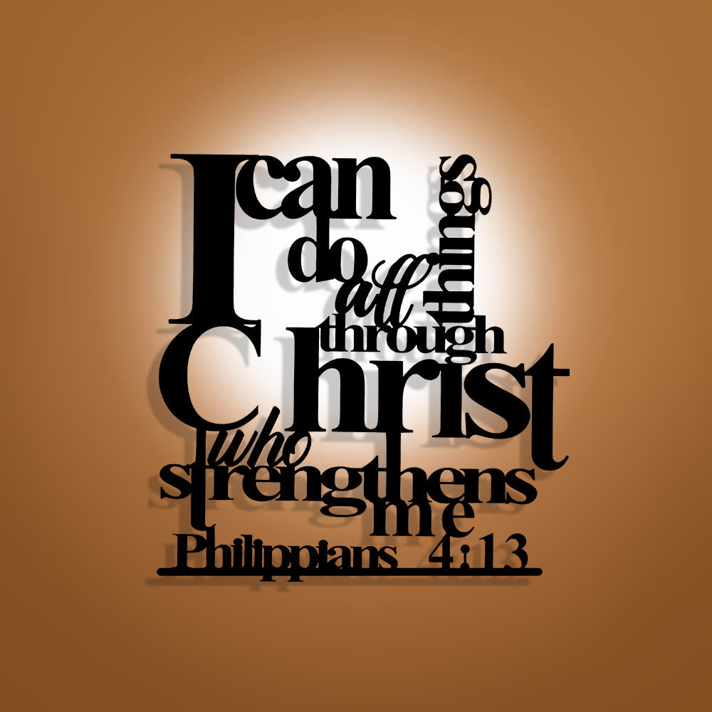 Christianartworkshop Philippians 4:13 I Can Do All Things Metal Wall Decor: Christ’s Strength for Your Walls - 11.38''*11.81''/28.9*30cm - image 0