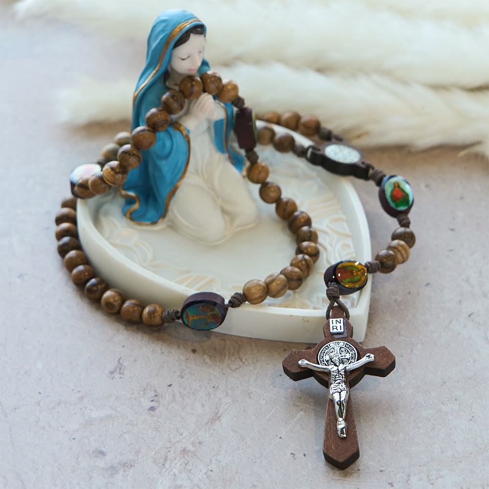 Christianartworkshop Earthy Wooden with Sacred Icon Beads Rosary: Faith Rooted in Natural Grace - image 2