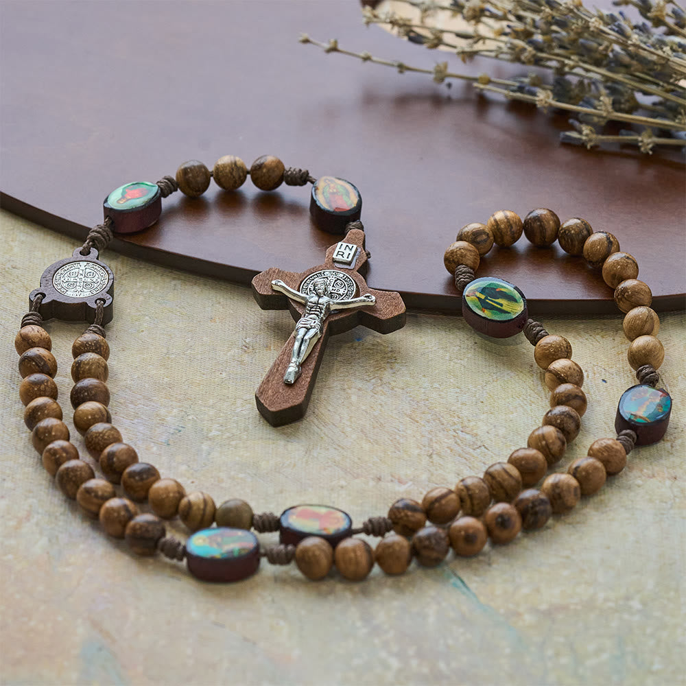 Christianartworkshop Earthy Wooden with Sacred Icon Beads Rosary: Faith Rooted in Natural Grace - image 4