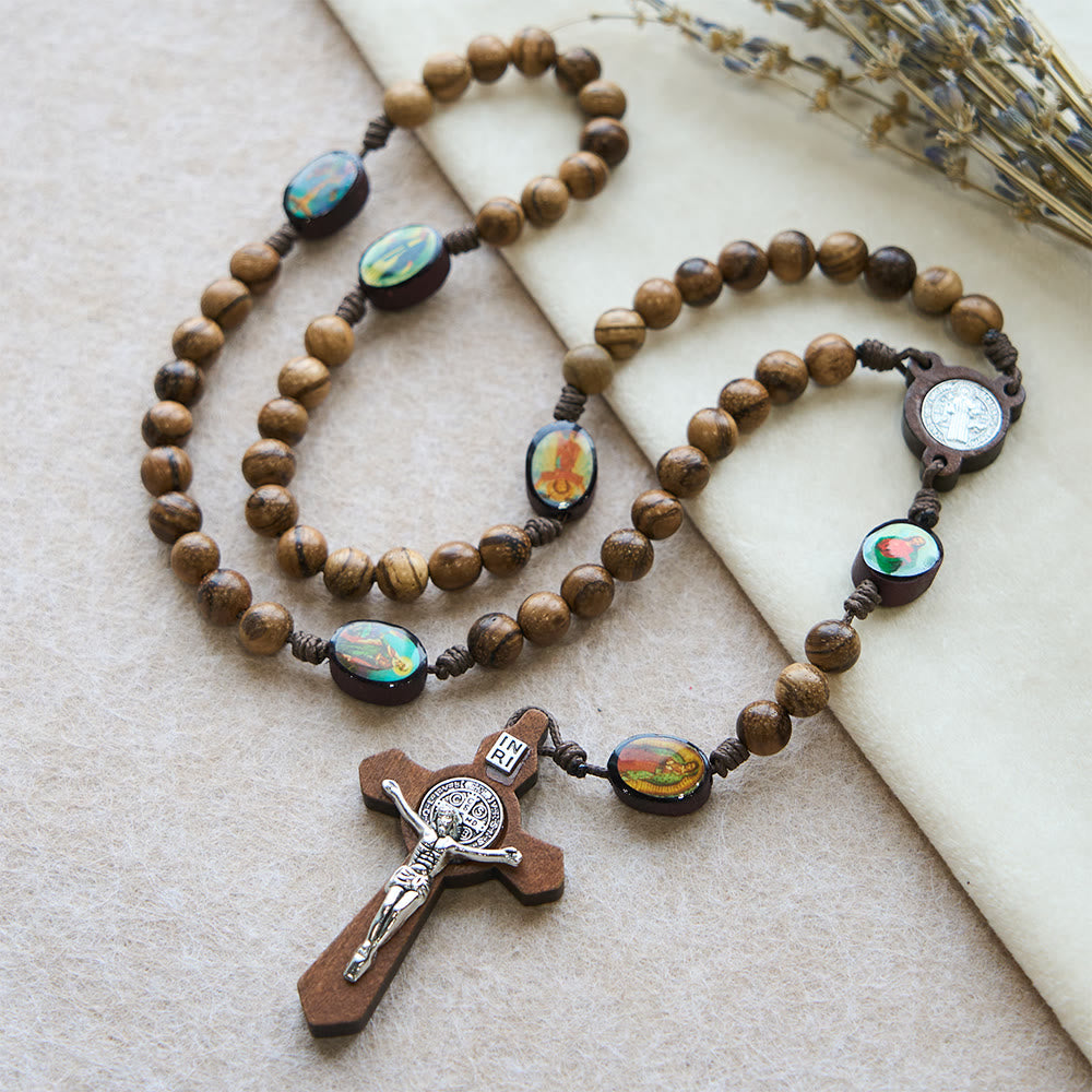 Christianartworkshop Earthy Wooden with Sacred Icon Beads Rosary: Faith Rooted in Natural Grace - Sacred Icon - image 0