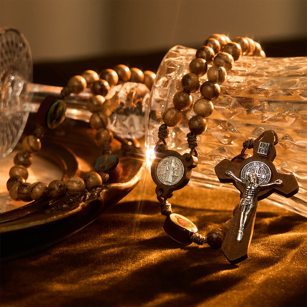 Christianartworkshop Earthy Wooden with Sacred Icon Beads Rosary: Faith Rooted in Natural Grace - image 8