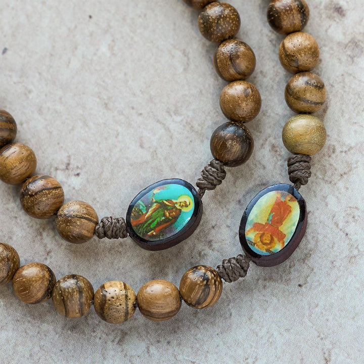 Christianartworkshop Earthy Wooden with Sacred Icon Beads Rosary: Faith Rooted in Natural Grace - image 5