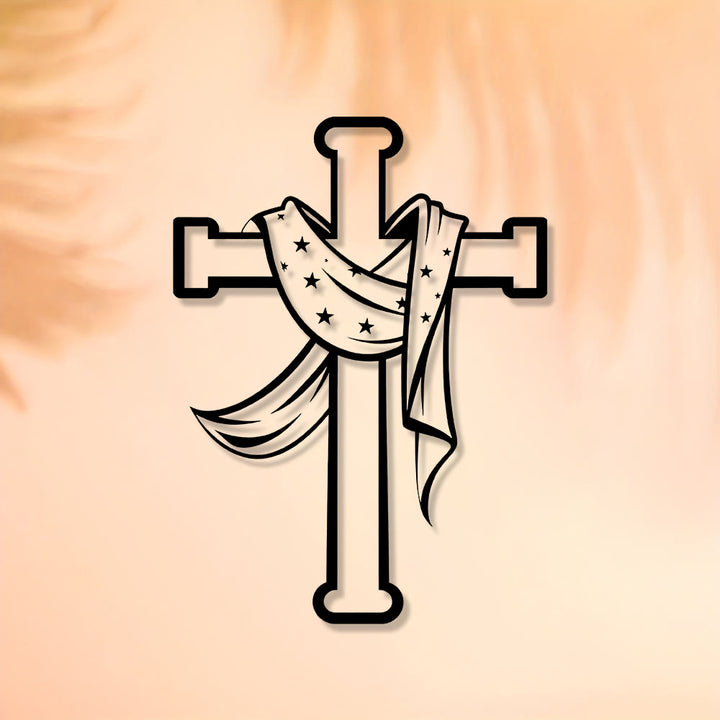 Christianartworkshop Star-Scarf Cross Metal Wall Decor: Gentle Companion of Divine Grace - image 4