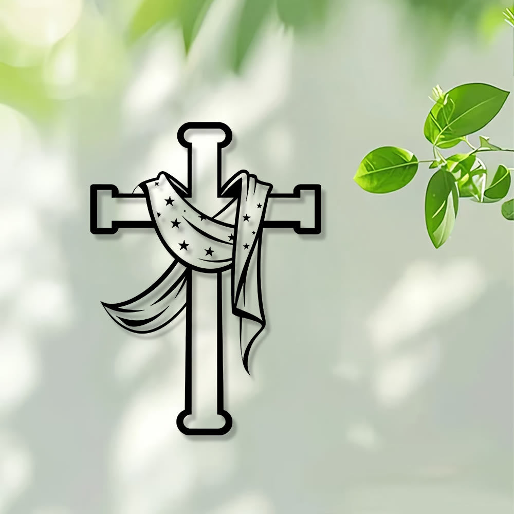 Christianartworkshop Star-Scarf Cross Metal Wall Decor: Gentle Companion of Divine Grace - image 5