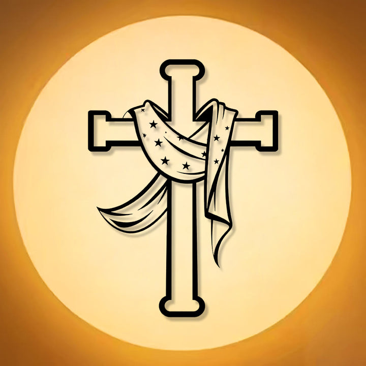 Christianartworkshop Star-Scarf Cross Metal Wall Decor: Gentle Companion of Divine Grace - image 6