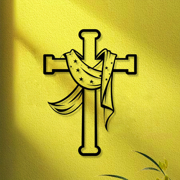 Christianartworkshop Star-Scarf Cross Metal Wall Decor: Gentle Companion of Divine Grace - image 7