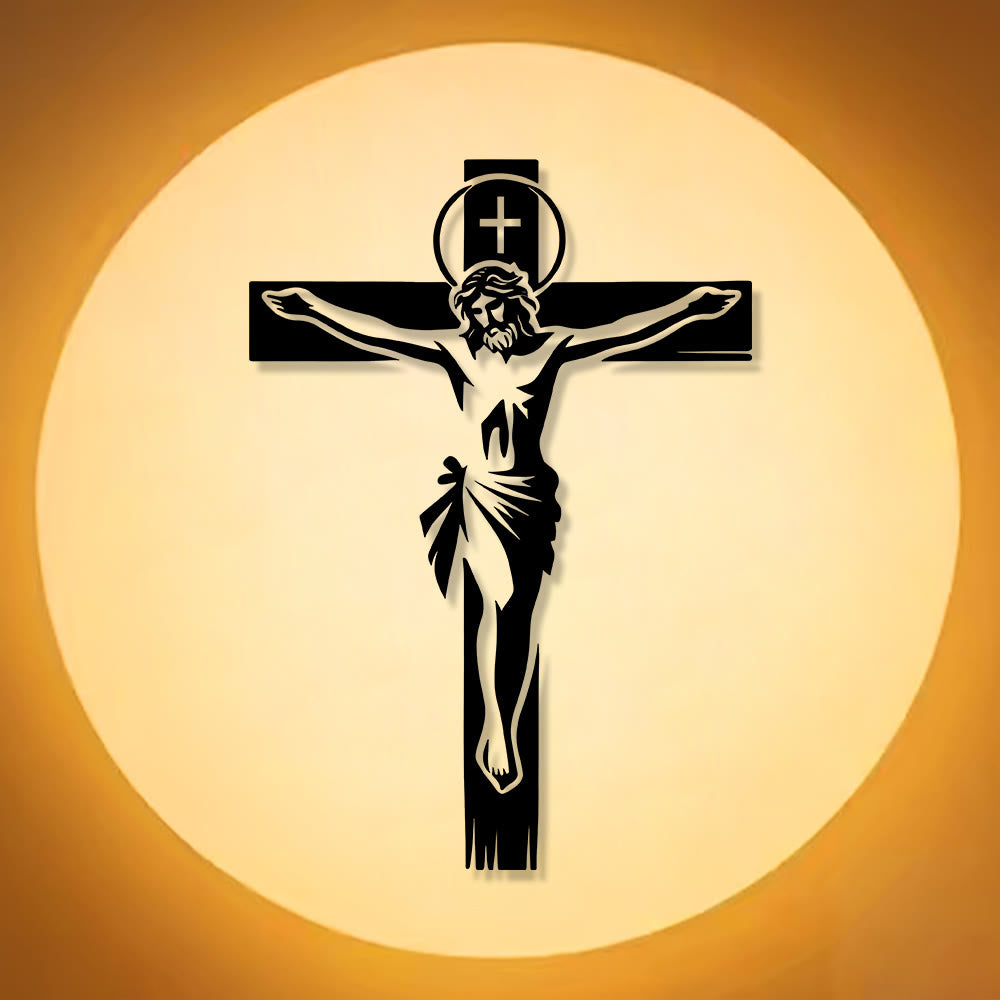 Christianartworkshop Haloed Crucifix Metal Wall Decor: Reverent Companion of Divine Sacrifice - image 6