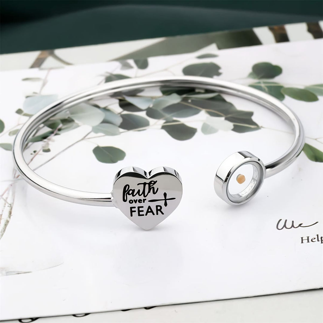 Christianartworkshop Faith Over Fear Mustard Seed Bangle: A Steady Reminder of Hope - Silver - image 0