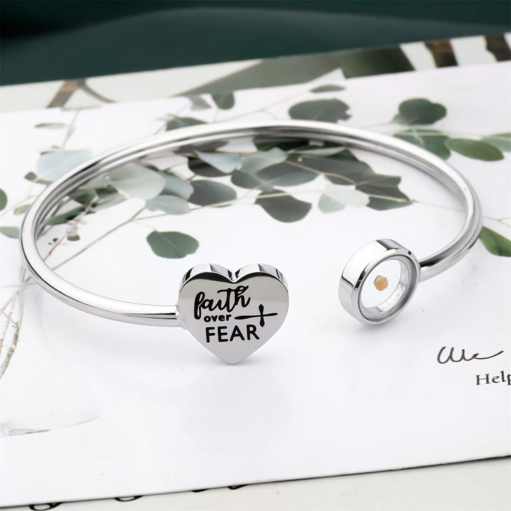 Christianartworkshop Faith Over Fear Mustard Seed Bangle: A Steady Reminder of Hope - Silver - image 0