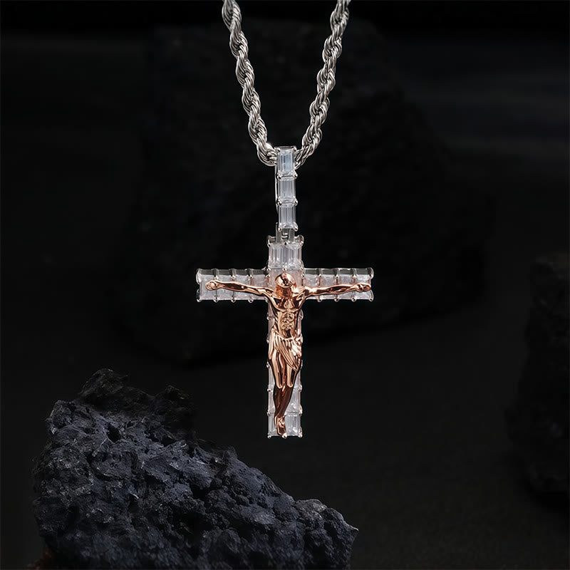 Christianartworkshop Copper & Zircon Crucifix Necklace: His Sacrifice Close to Your Heart - Crucifix - image 0