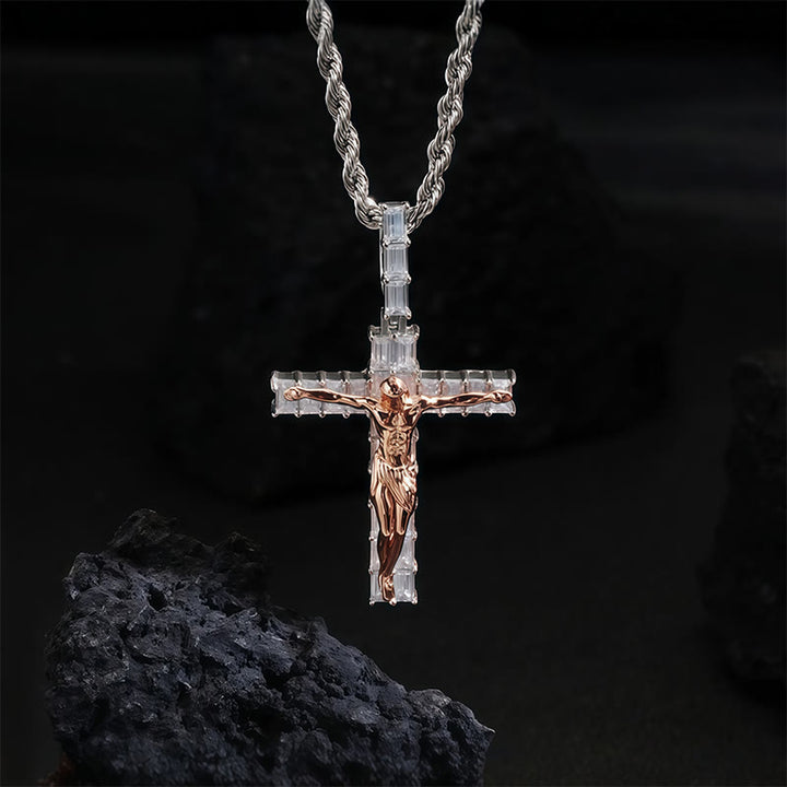 Christianartworkshop Copper & Zircon Crucifix Necklace: His Sacrifice Close to Your Heart - Crucifix - image 0