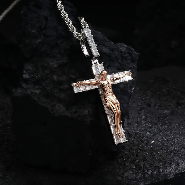 Christianartworkshop Copper & Zircon Crucifix Necklace: His Sacrifice Close to Your Heart - image 1