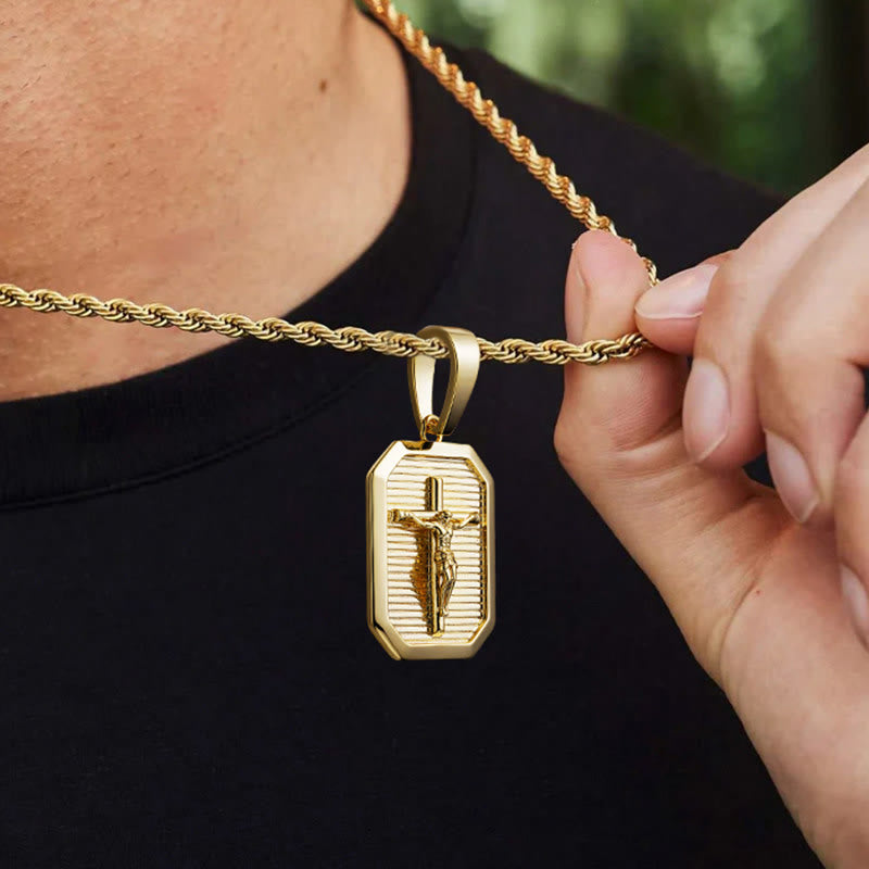 Christianartworkshop Crucifix Dog Tag Necklace – Copper Cross