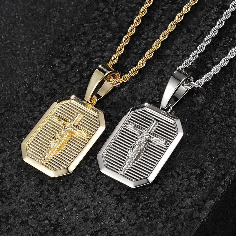 Christianartworkshop Crucifix Dog Tag Necklace: His Sacrifice Close to Your Heart - image 1