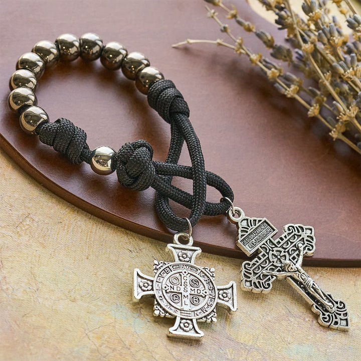 FREE Today: Dual Use Car Pendant & Pocket Rosary with St. Michael & Benedict Guardian Shield and Evil Repelling Grace - St. Benedict - image 0