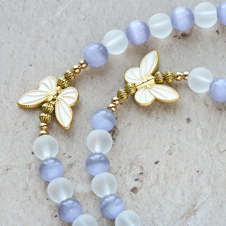 Christianartworkshop Purple Cat's Eye & Matte Glass Butterfly Blessed Rosary: Embody Sacred Love and Grace - image 9