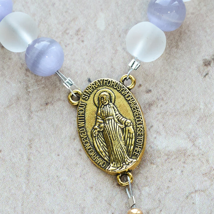 Christianartworkshop Purple Cat's Eye & Matte Glass Butterfly Blessed Rosary: Embody Sacred Love and Grace - image 10