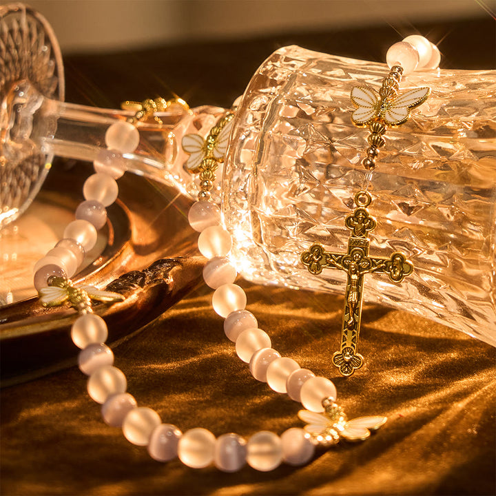 FREE Today: Purple Cat's Eye & Matte Glass Butterfly Blessed Rosary: Embody Sacred Love and Grace - image 7