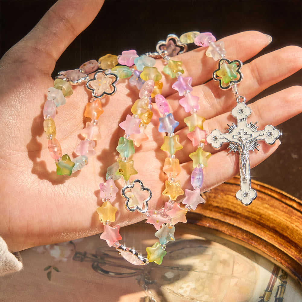 Christianartworkshop Gradient Acrylic Star Rosary with Our Lady & Crucifix: Vibrant Faith for Daily Devotion - image 1