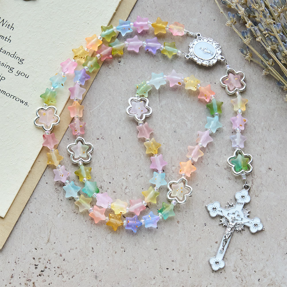 Christianartworkshop Gradient Acrylic Star Rosary with Our Lady & Crucifix: Vibrant Faith for Daily Devotion - image 5