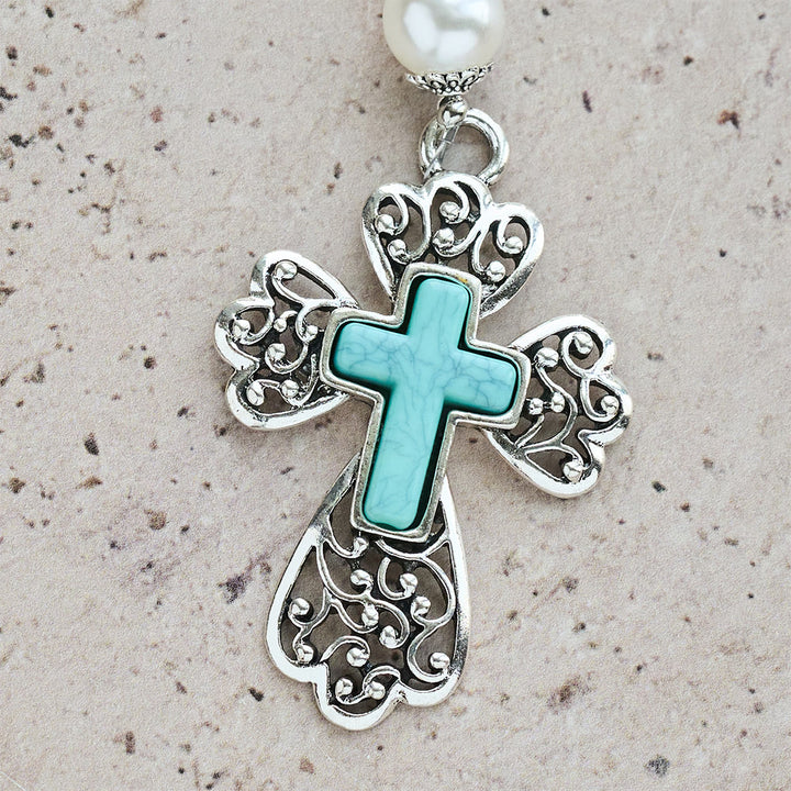 Christianartworkshop Turquoise Bead Crucifix Rosary with Holy Family Accent: A Steady Reminder of His Grace - image 10