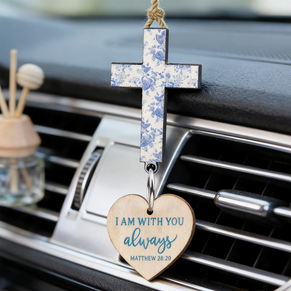 Christianartworkshop Cross & Verse Car Charm: Quiet Peace for Every Journey - Matthew 28:20 Heart - image 5
