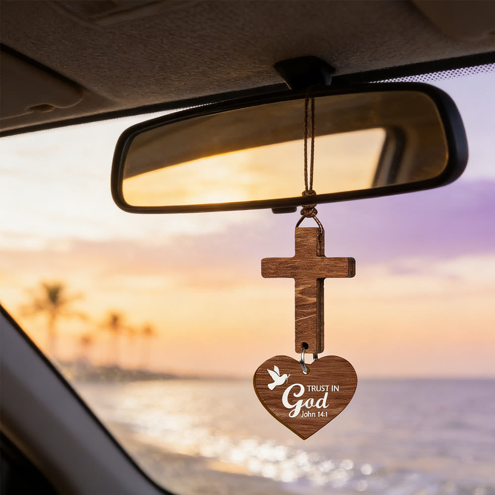 FREE Today: Cross & Verse Car Pendant: Quiet Peace for Every Journey - John 14:1 - image 0