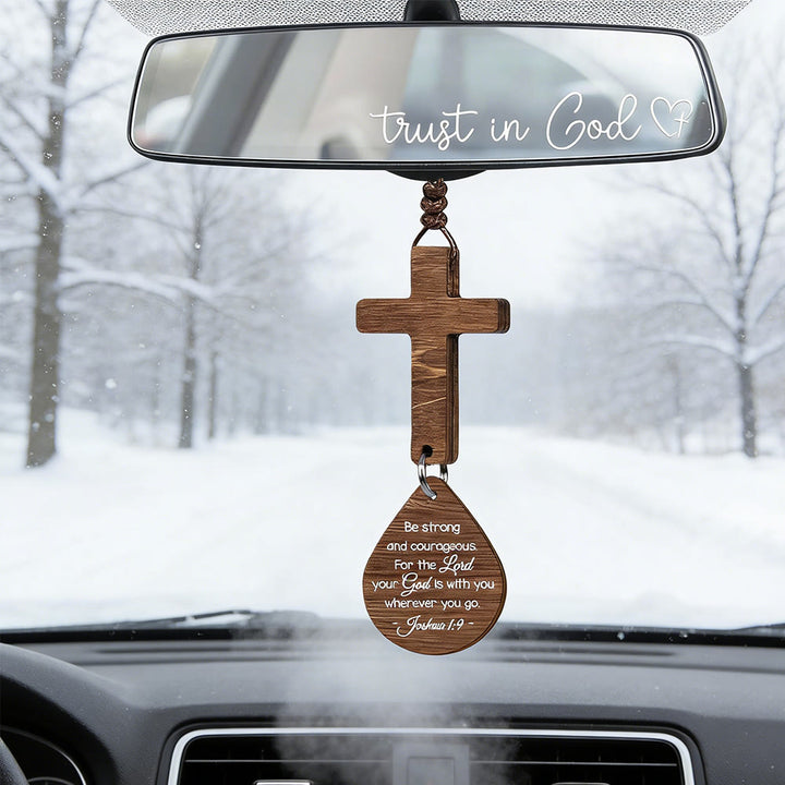 Christianartworkshop Cross & Verse Car Charm: Quiet Peace for Every Journey - Joshua 1:9 - image 3