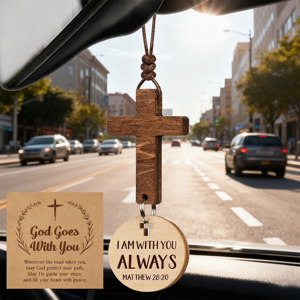 Christianartworkshop 3-Style Wooden Car Pendant with Gift Card: Devotion Wrapped in Natural Style - Matthew 28:20 - image 5