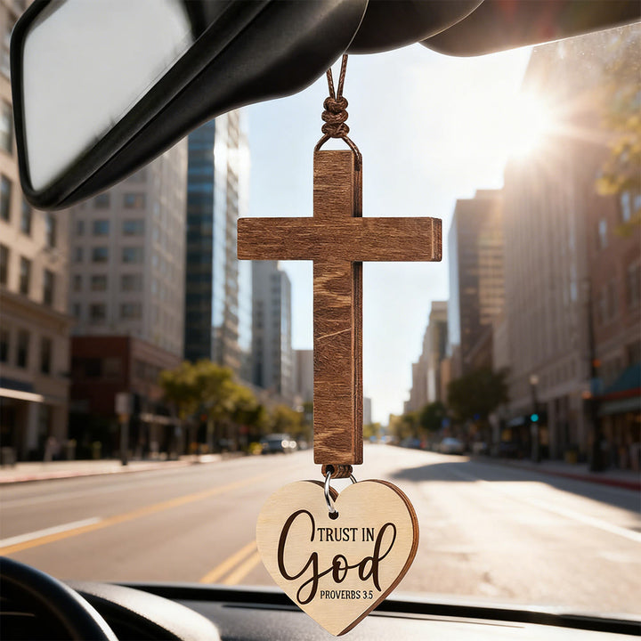 Christianartworkshop Wooden Car Pendant with Gift Card: Devotion Wrapped in Natural Style - Proverbs 3:5 - image 11