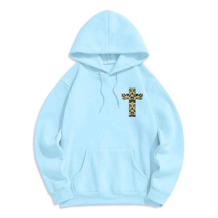 Christianartworkshop  Philippians 4:13 with Camouflage Cross Fleece Lined Polyester Hoodie - image 5
