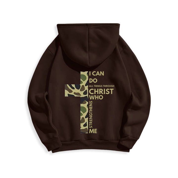 Christianartworkshop  Philippians 4:13 with Camouflage Cross Fleece Lined Polyester Hoodie - image 14