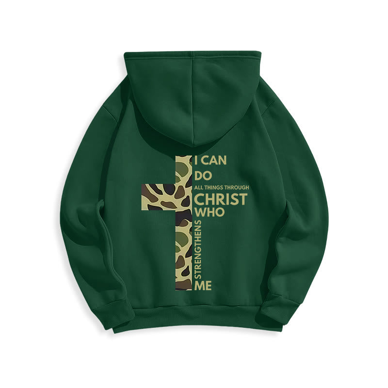 Christianartworkshop  Philippians 4:13 with Camouflage Cross Fleece Lined Polyester Hoodie - image 12
