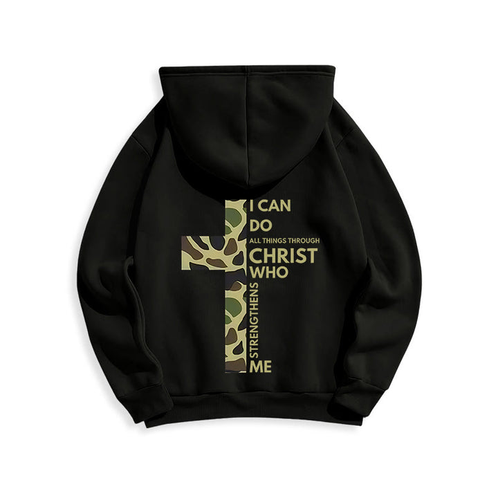 Christianartworkshop  Philippians 4:13 with Camouflage Cross Fleece Lined Polyester Hoodie - image 17
