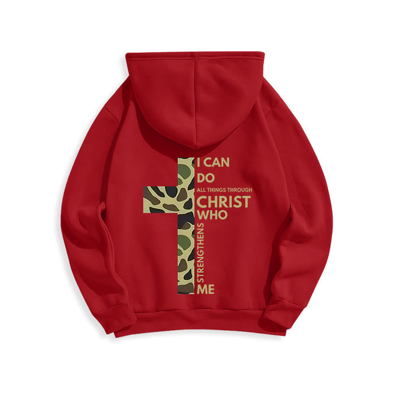 Christianartworkshop  Philippians 4:13 with Camouflage Cross Fleece Lined Polyester Hoodie - image 2