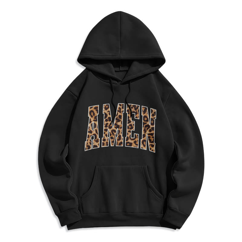 Christianartworkshop  Amen Affirmation Fleece Lined Polyester Hoodie - Black - 2XL - image 7
