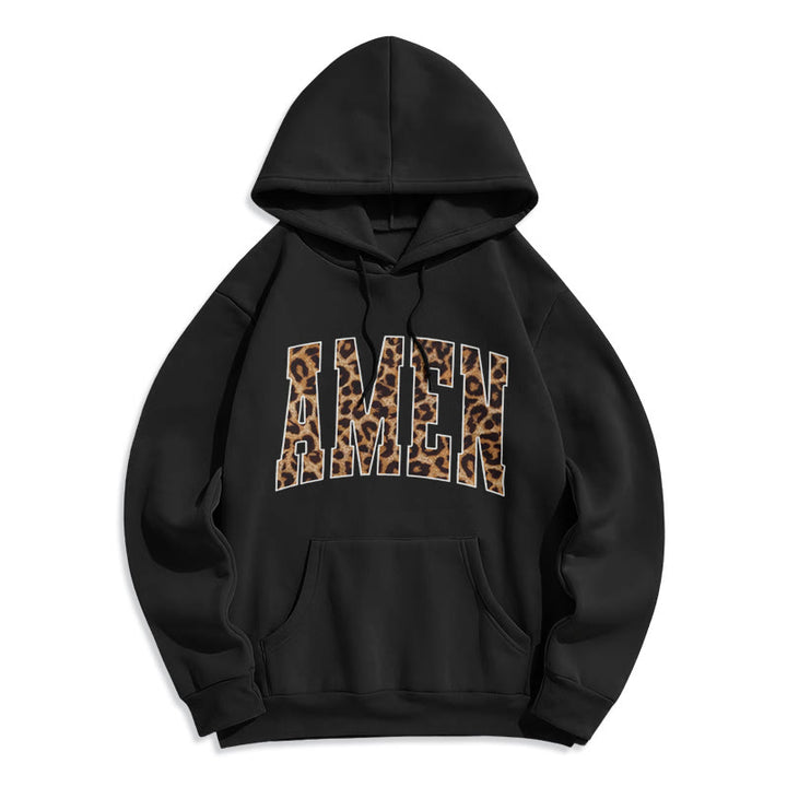 Christianartworkshop  Amen Affirmation Fleece Lined Polyester Hoodie - Black - 2XL - image 7